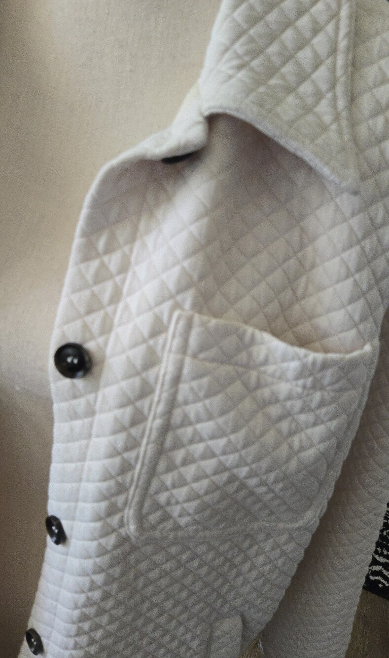 Small Ivory Quilted Button-Front Jacket - Picture 2 of 4